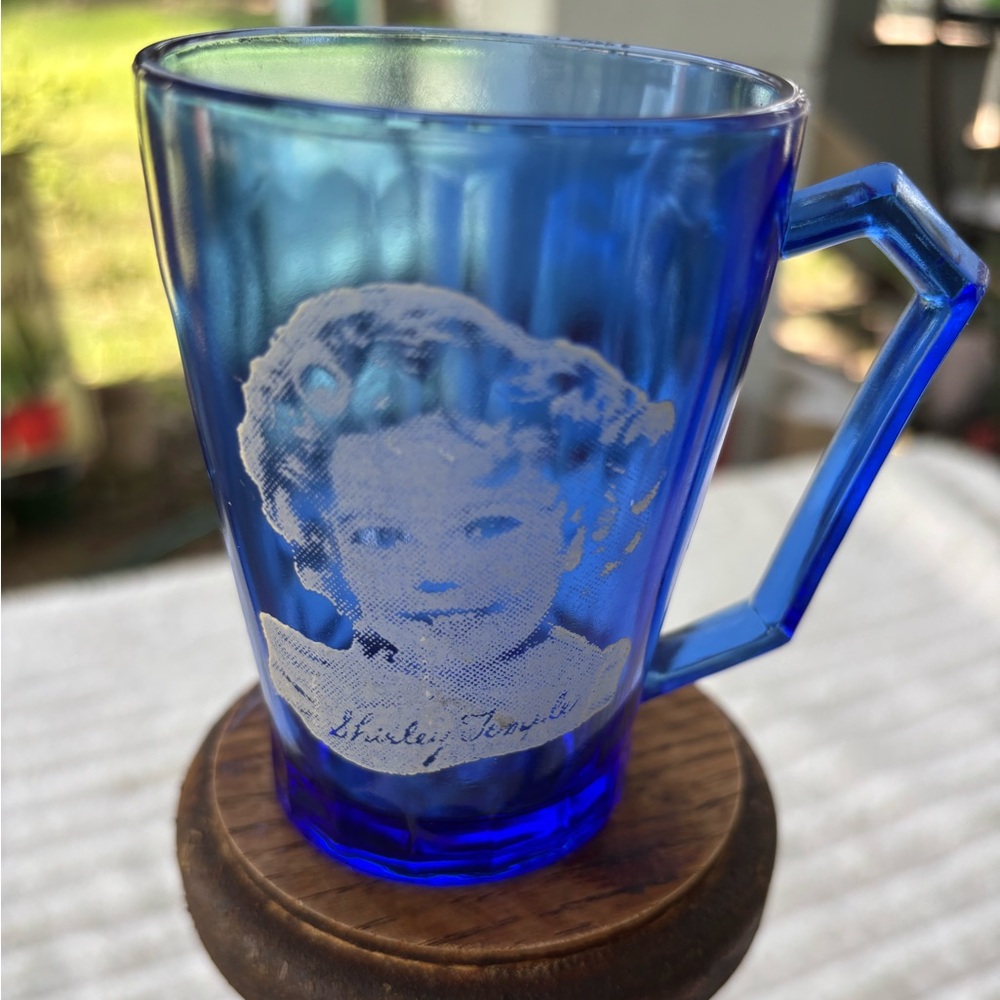Blue Shirley Temple Depression Glass Mug by Hazel Atlas 1930s Cobalt Blue